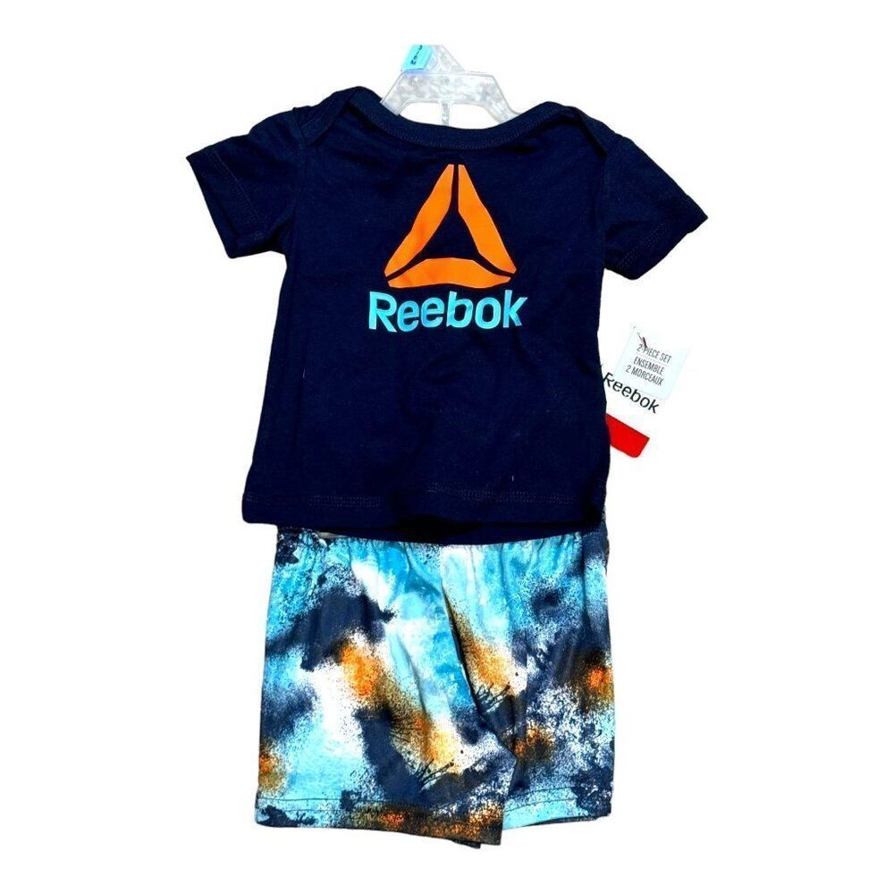 Reebok Baby Boys' 2-Piece Set Navy Shirt & Shorts 3-6M NEW 3 Month 6 Month Gift